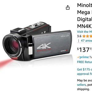 NEW  Minolta MN4K25NV 4K Ultra HD 3" Touchscreen Camcorder with Night Vision